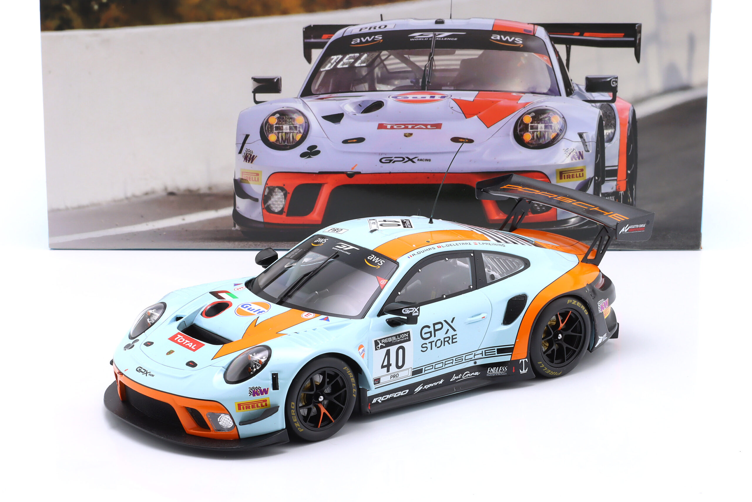 IXO Porsche 911 GT3 R Gulf #40 GPX Racing 24h Spa 2020